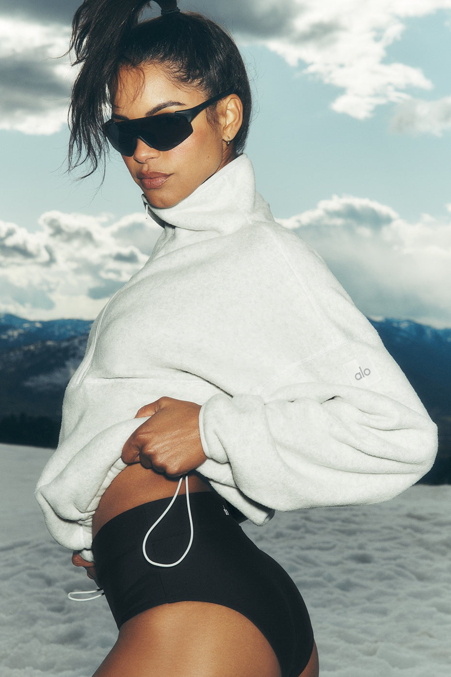 Polar Fleece Retreat Cover Up - White Heather Grey