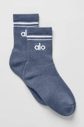 Unisex Half-Crew Throwback Sock - Bluestone/White