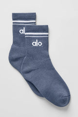Unisex Half-Crew Throwback Sock - Bluestone/White