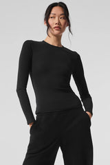 Ribbed Modal Long Sleeve - Black