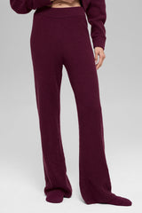 Cashmere High-Waist Plush Waffle Pant - Burgundy