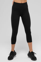 High-Waist Airbrush Capri - Black