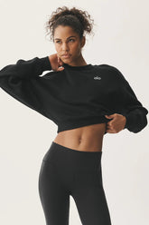Cropped Accolade Crewneck - Black