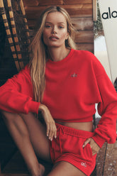 Cropped Accolade Crewneck - Bright Red