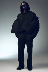 Pinstripe Straight Leg Sweatpant - Black Pinstripe