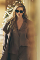 Silk Luminous Button Up - Alpine Cocoa