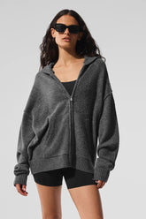 Wool Cashmere New Class Full Zip Hoodie - Platinum Grey