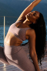 Alosoft Center Stage Bra - Dark Pink Quartz Heather