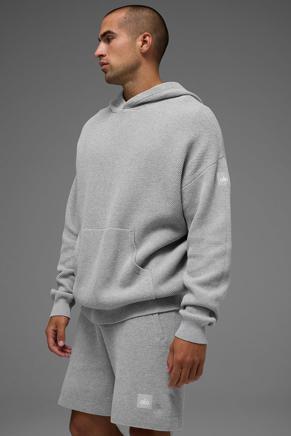 Sports Club Sweater Knit Hoodie - Athletic Heather Grey