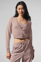 Sheer Cashmere Cropped Cardigan - Taupe