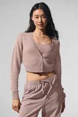 Sheer Cashmere Cropped Cardigan - Taupe