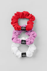 Fresh Mini Scrunchie 3-Pack - Bright Red/Candy Heart Pink/White