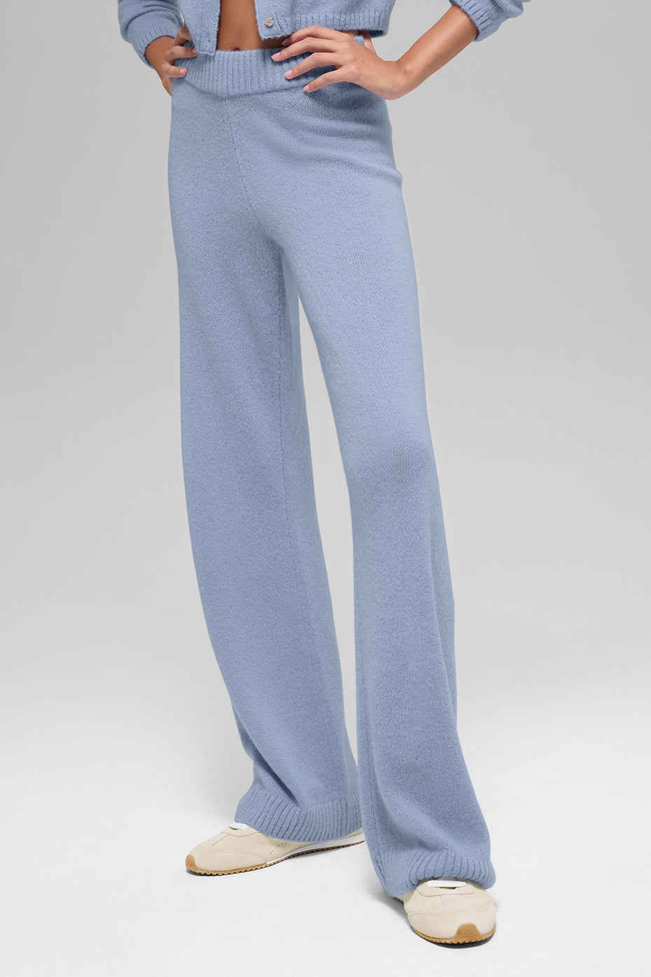 Wool Cashmere High-Waist New Class Wide Leg Pant - Winter Frost