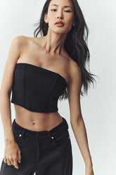 Wool Blend Nightcap Corset Top - Black