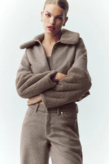 Wool Blend Nightfall Bomber - Alpine Cocoa Heather