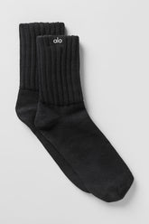 Unisex Half-Crew Scrunch Sock - Black