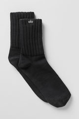 Unisex Half-Crew Scrunch Sock - Black
