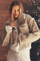Faux Shearling Snowfall Cropped Jacket - Woodland Tan
