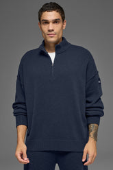 Wool Cashmere New Class 1/4 Zip Pullover - Navy