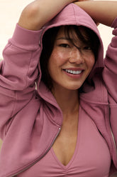 Sweet Escape Zip Up Hoodie - Pink Wild Rose