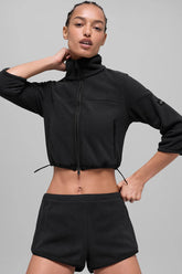 Polar Fleece Retreat Cropped Jacket - Black
