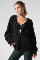 Wool Cashmere New Class Full Zip Hoodie - Black