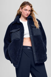 Sherpa Edge Shacket - Navy