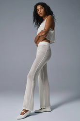Striped Mesh Tropical Nights Flare Pant - Ivory