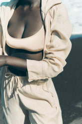 Linen Cropped Getaway Jacket - Macadamia