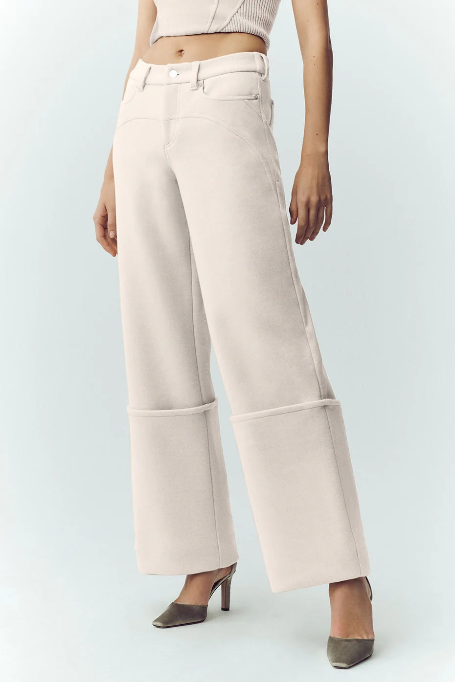 Wool Blend Nightcap Wide Leg Pant - Cafe Au Lait