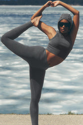 Seamless High-Waist Two Tone Rib Legging - Dark Misty Grey Heather