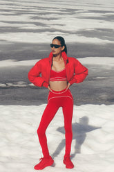 Airbrush High-Waist Heart Throb Legging - Bright Red/White