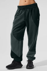 Make Waves Sweatpant - Charcoal Green Tonal