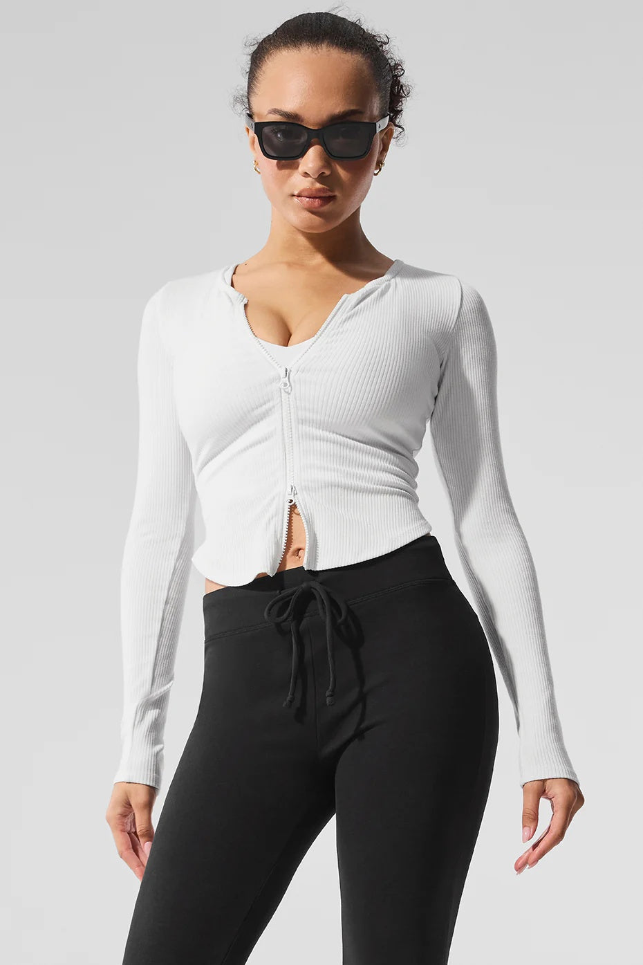 Ribbed Stardust Long Sleeve - White