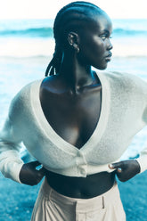 Sheer Cashmere Cropped Cardigan - Ivory