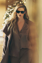 Silk Luminous Button Up - Alpine Cocoa