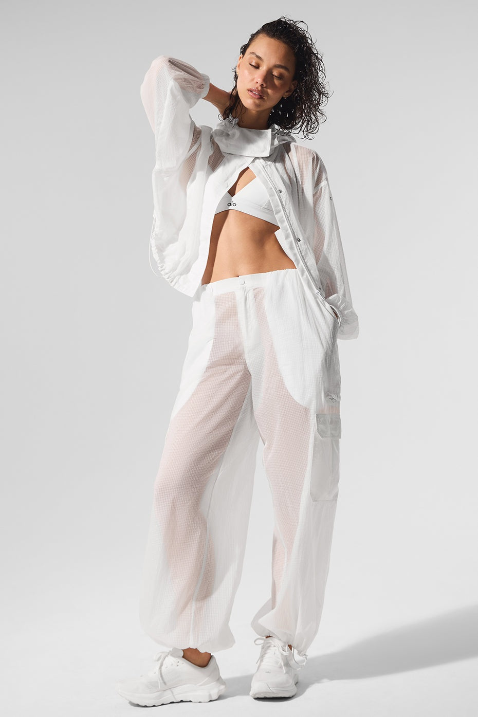 Sheer Game Time Wide Leg Jogger - White