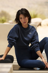 Cropped Accolade Crewneck - Navy