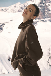 Hazy Mock Neck Pullover - Espresso