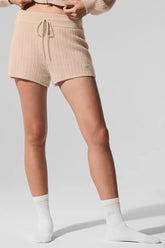Cashmere High-Waist Plush Waffle Short - Macadamia Blush