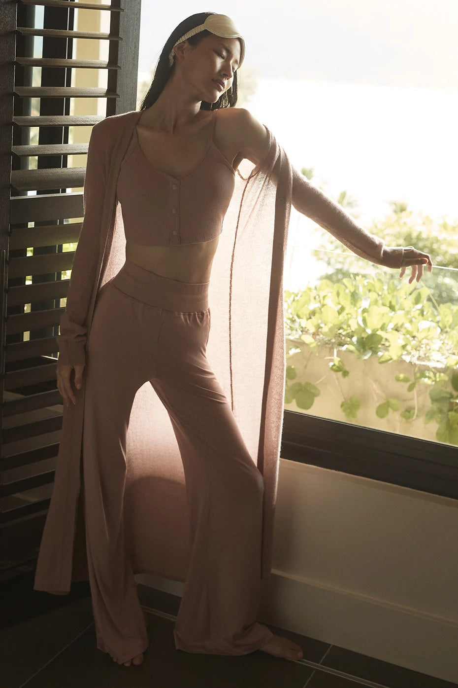 Semi-Sheer Delicate Lounge Flare Pant - Taupe