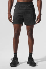 5" Game Time Ripstop 2-In-1 Short - Black/Black