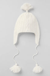Cable Knit Winter Bliss Earflap Beanie - Ivory