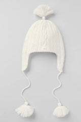 Cable Knit Winter Bliss Earflap Beanie - Ivory