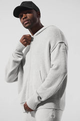 Wool Cashmere New Class Full Zip Hoodie - Pearl Grey Heather