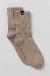 Unisex Half-Crew Scrunch Sock - Gravel
