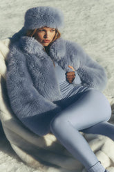 Opulent Faux Fur Cropped Jacket - Winter Frost