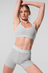 4” Alosoft High-Waist Heart Throb Short - Athletic Heather Grey/White