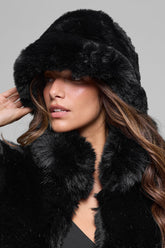 Faux Fur Starstruck Bucket Hat - Black