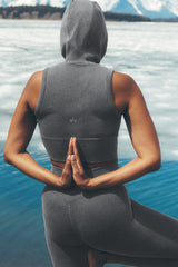 Seamless Two Tone Rib Hooded Vest - Dark Misty Grey Heather